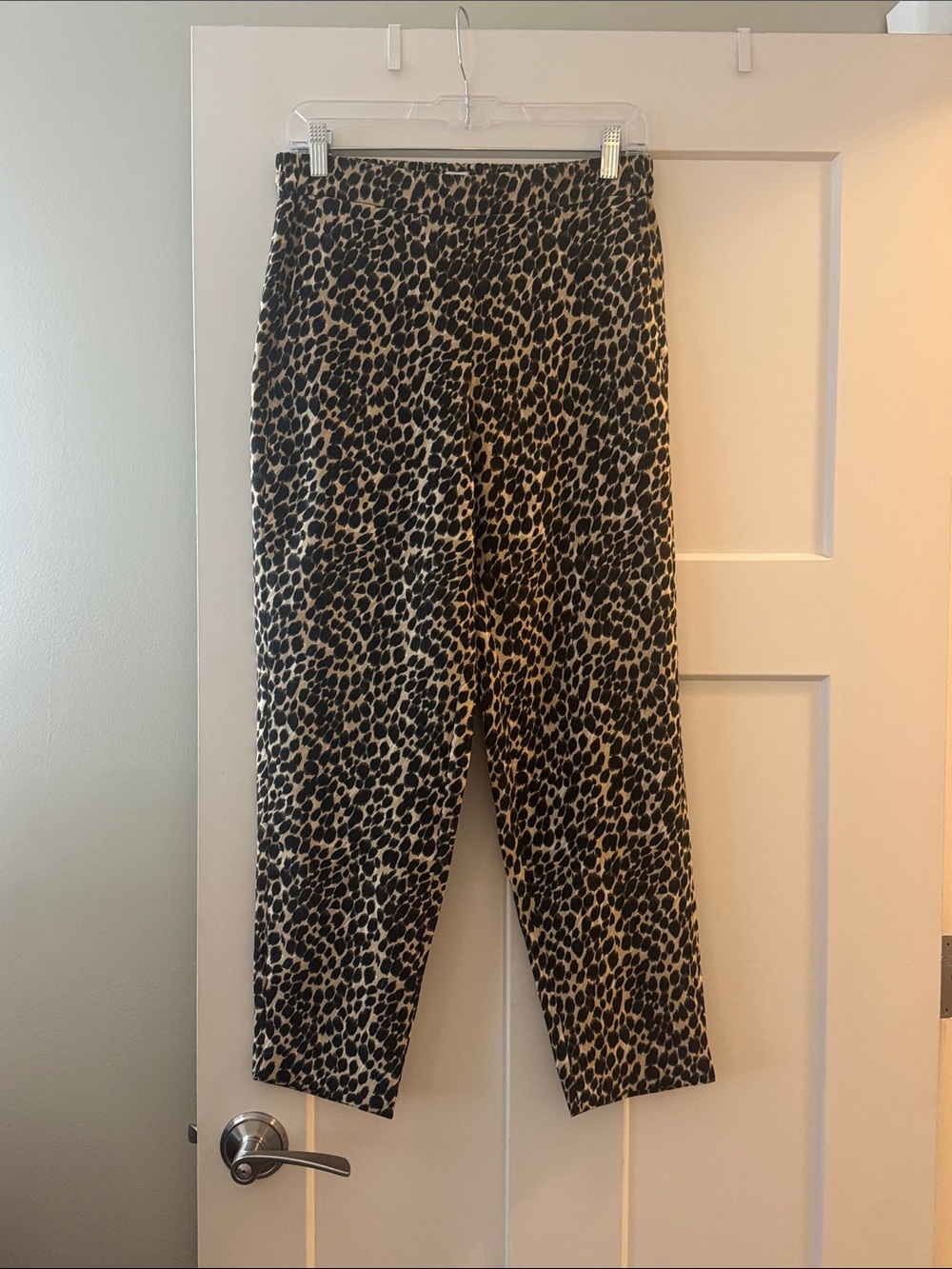 J. Crew Factory Leopard Print Cropped Pants - Black & Tan